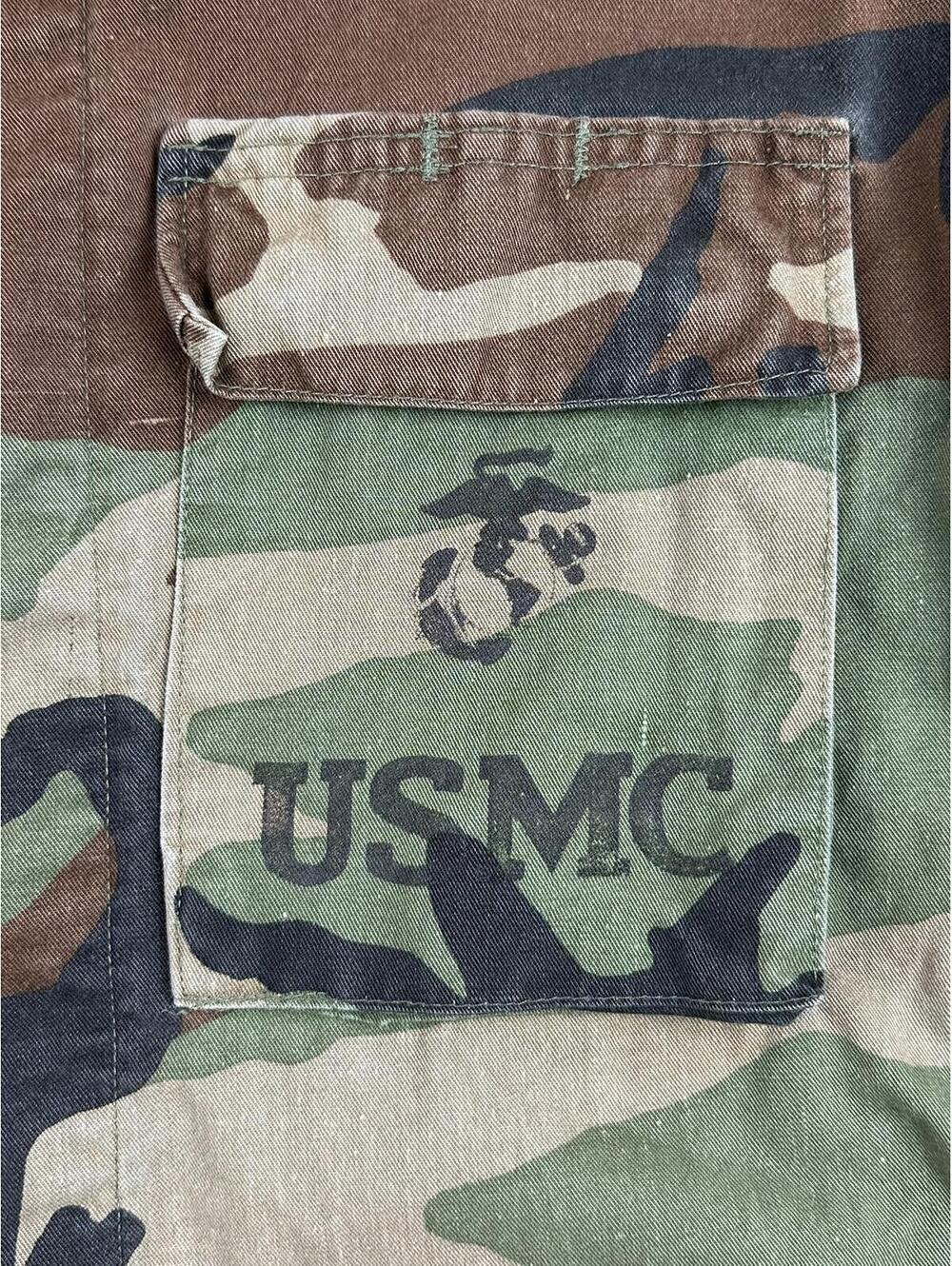 Vintage USMC M81 Woodland Camo BDU Combat Coat Jacket  Regular Rank Pins Sz S